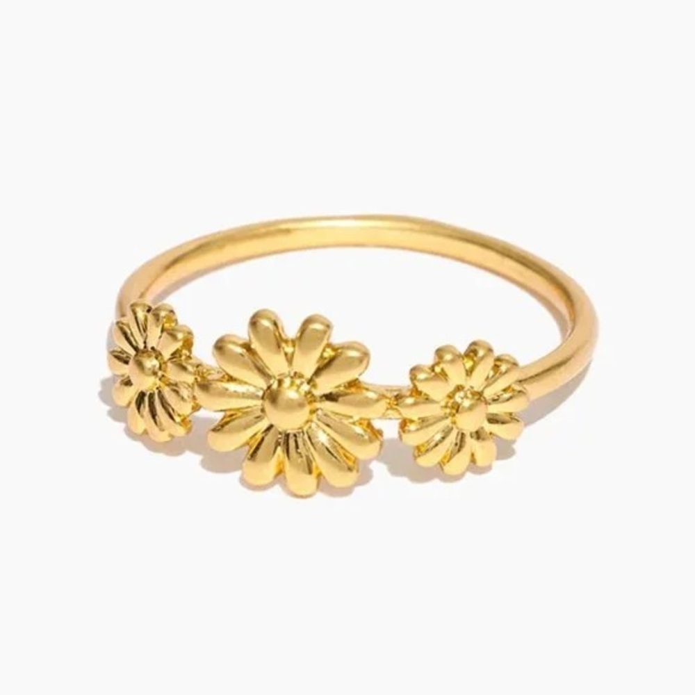 Madewell Gold Plated Triple Daisy Flower Ring - size 6